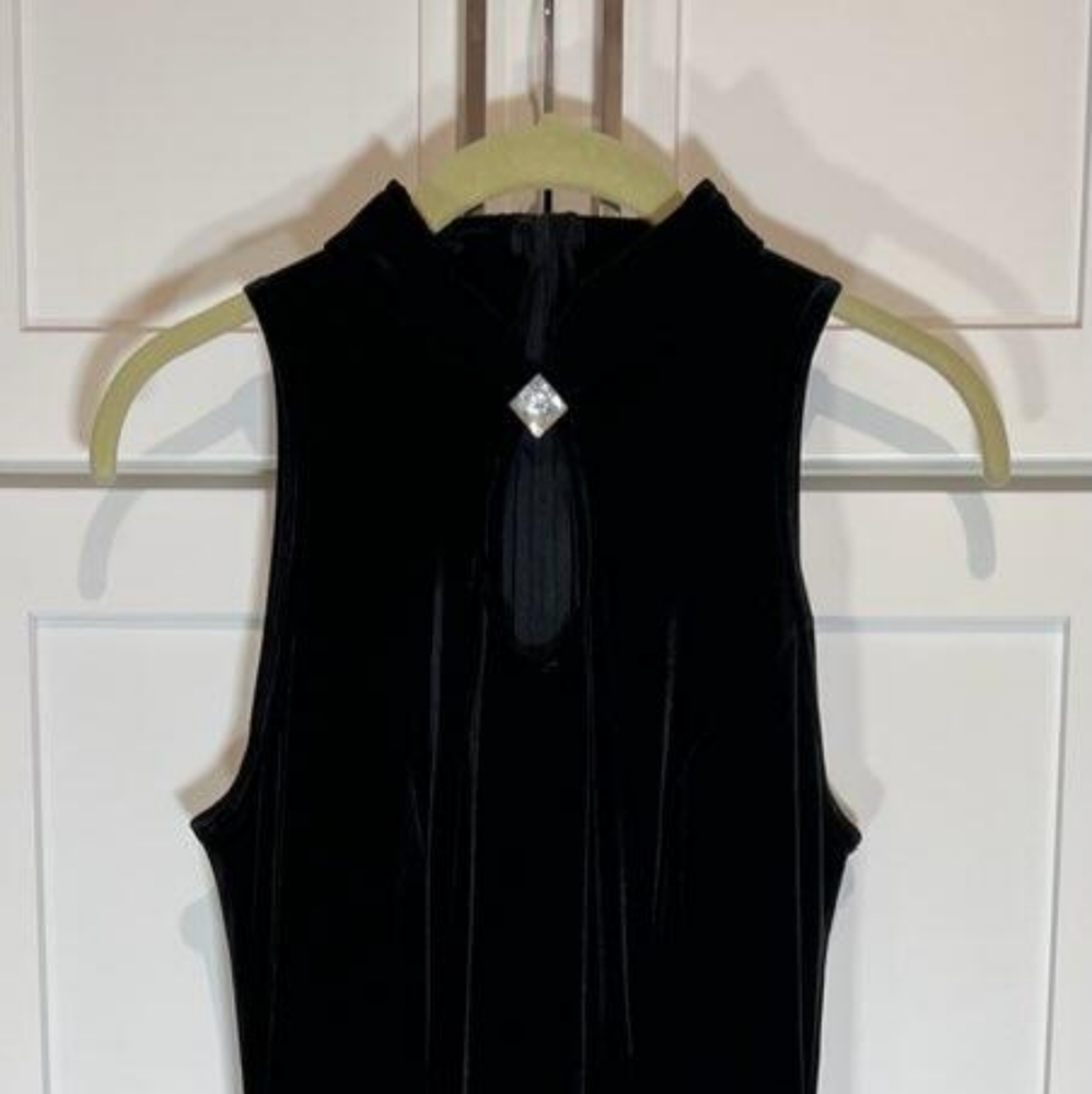 TOWER Velvet BodyCon Fringe Bottom Dress